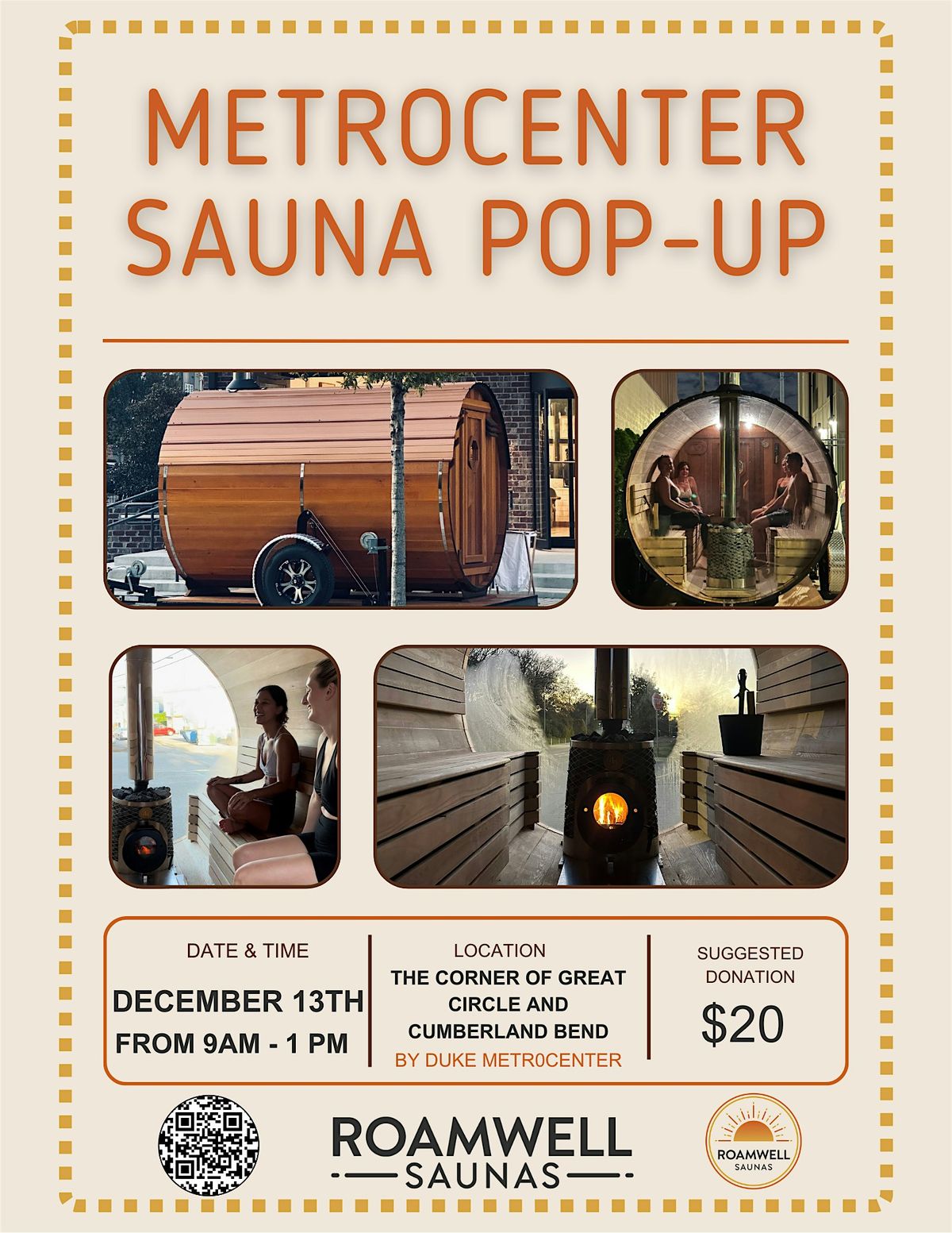 MetroCenter Sauna Pop-Up by RoamWell Saunas, 13 December | Event in Nashville | AllEvents