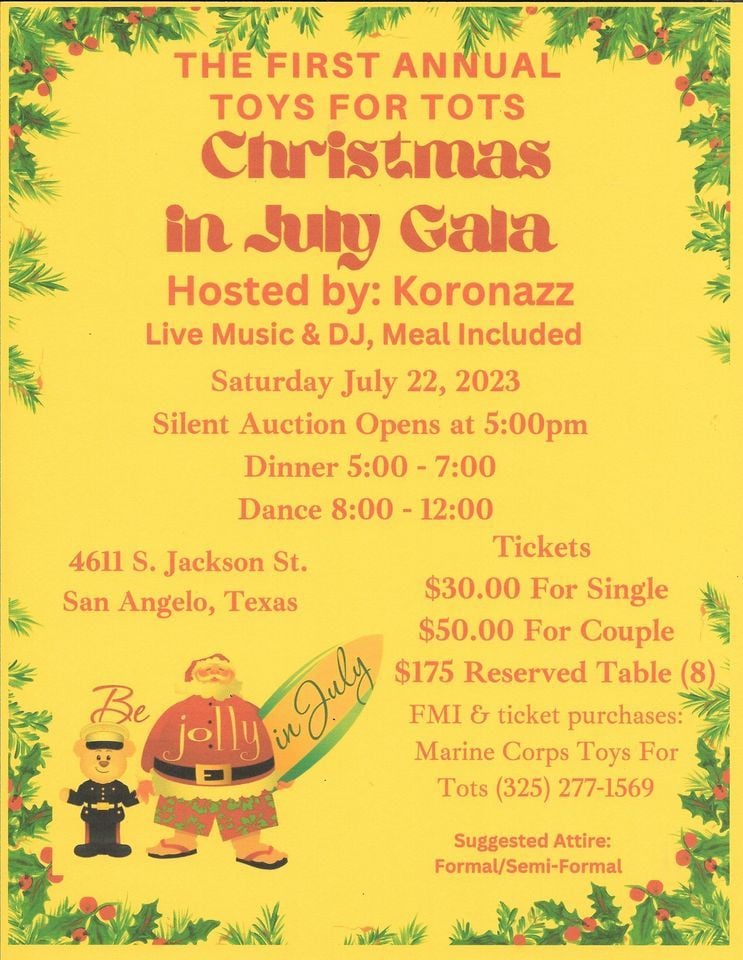 Christmas In July Gala 4611 S Jackson St San Angelo TX 76903 9331 Christmas In July Gala 4611 S Jackson St San Angelo TX 76903 9331
