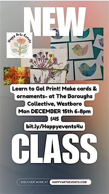 Learn to Gel Print- Make Ornaments and Cards, 15 December | Event in Westborough | AllEvents