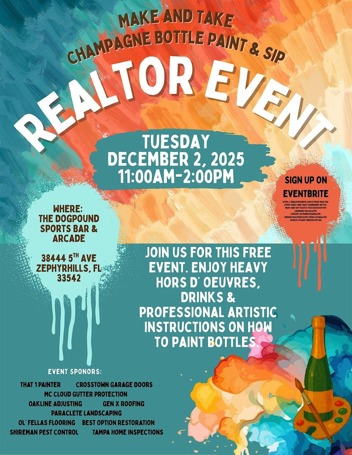 FREE Realtor Event - Make and Take Champagne Bottle Paint and Sip, 2 December | Event in Zephyrhills | AllEvents