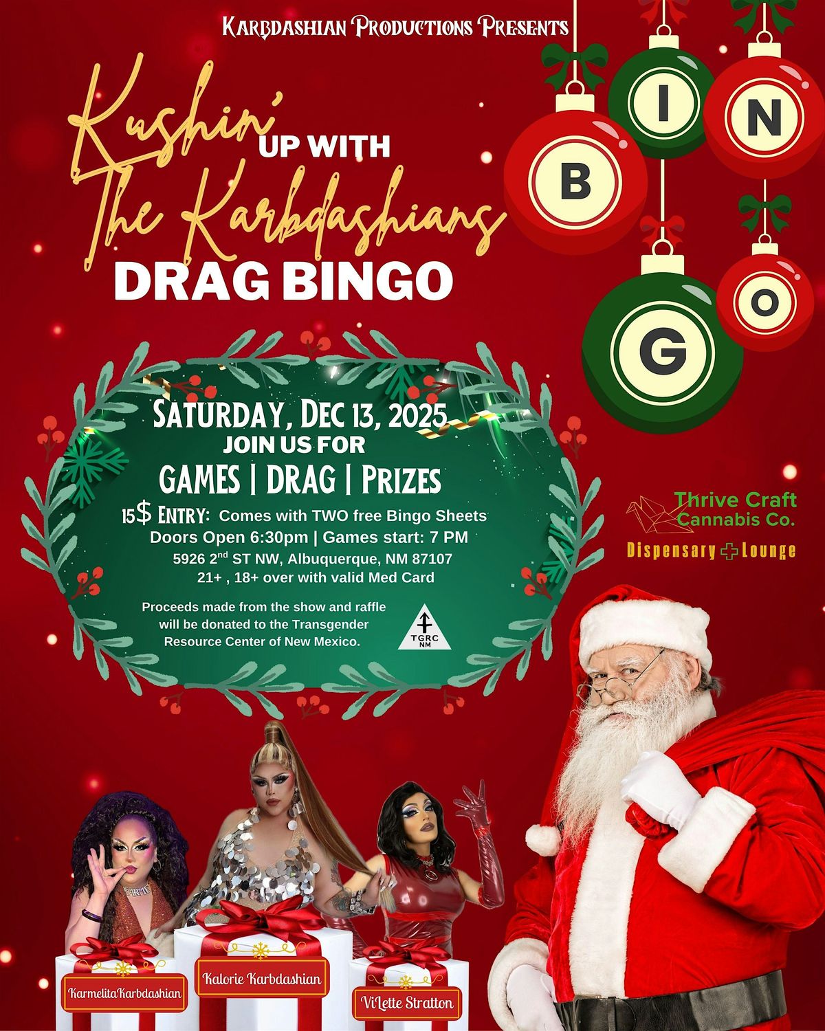 KUSHIN' up with The Karbdashians DRAG BINGO- XMAS EDITION, 13 December | Event in Albuquerque | AllEvents