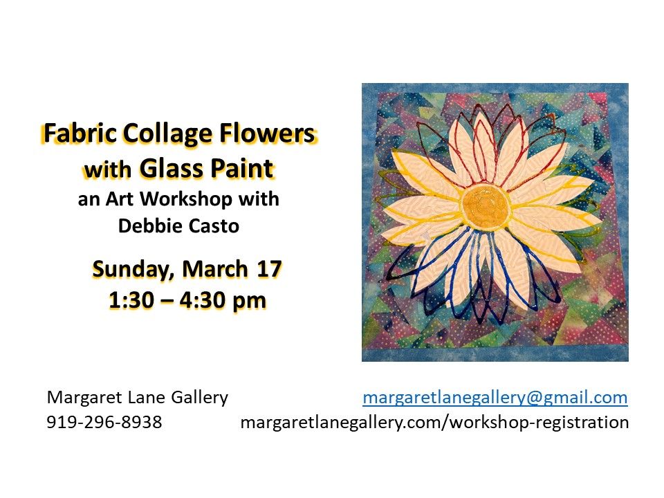 Fabric Collage Flowers with Glass Paint, an Art with Debbie