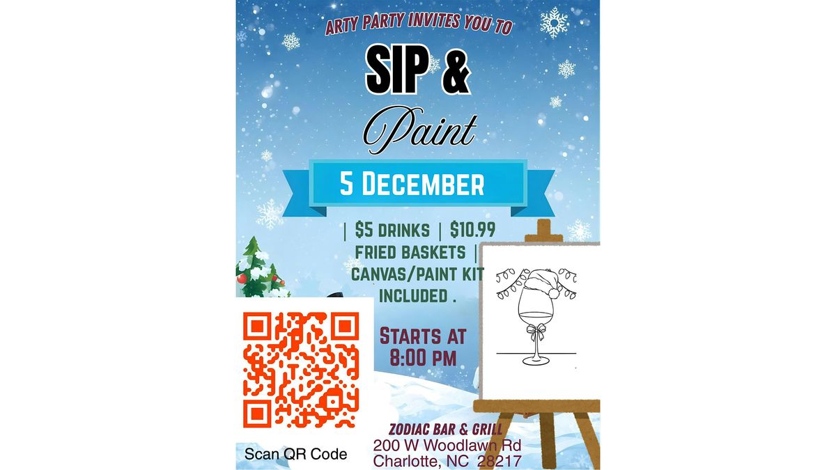 Zodiac Bar & Grill Sip&Paint, 5 December | Event in Charlotte | AllEvents