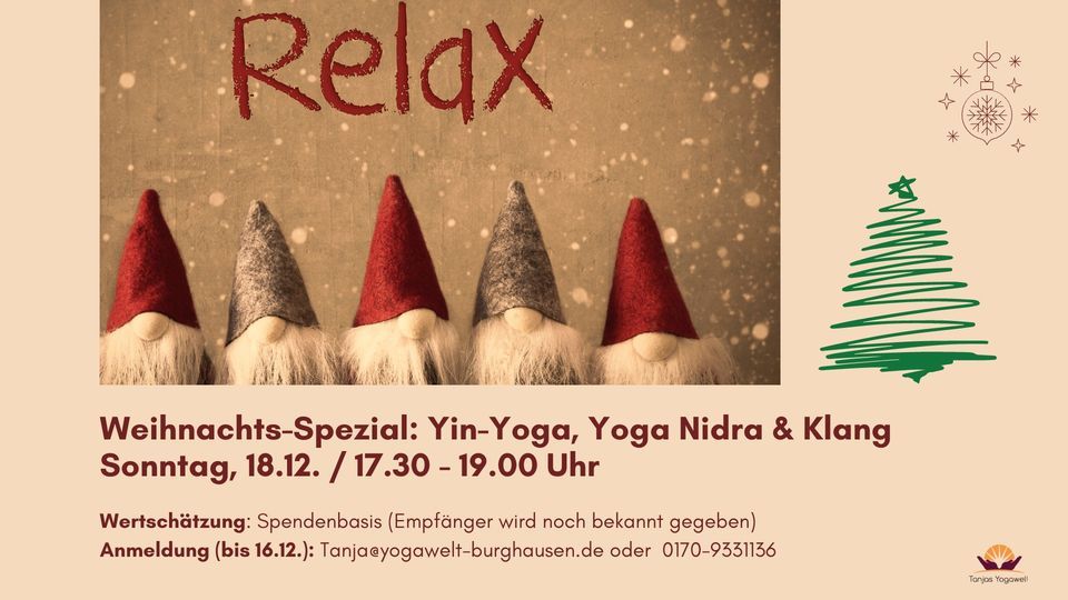 Weihnachts-Entspannungs-Spezial: Yin-Yoga & Yoga Nidra mit Klang, Tanjas Yogawelt . Tanja Loos