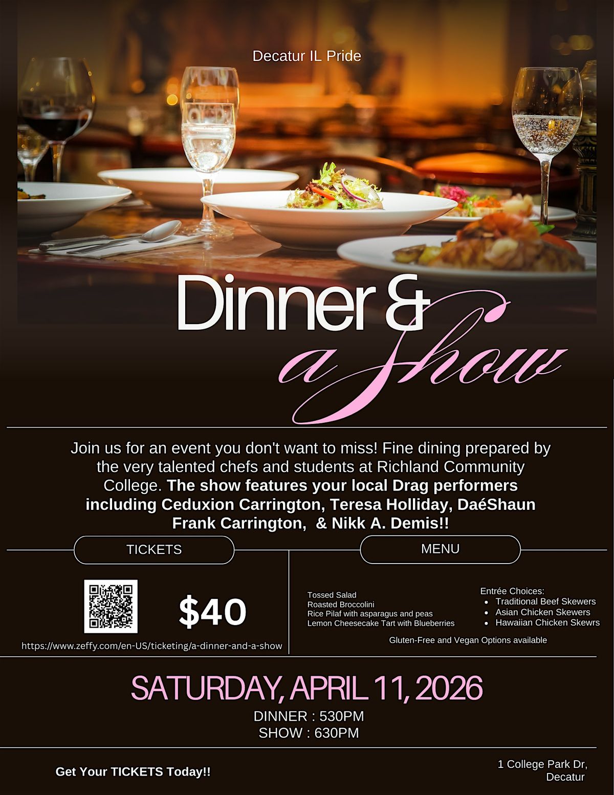 Dinner & a Show hosted by Decatur IL Pride, 1 E College Pk Dr, Decatur ...