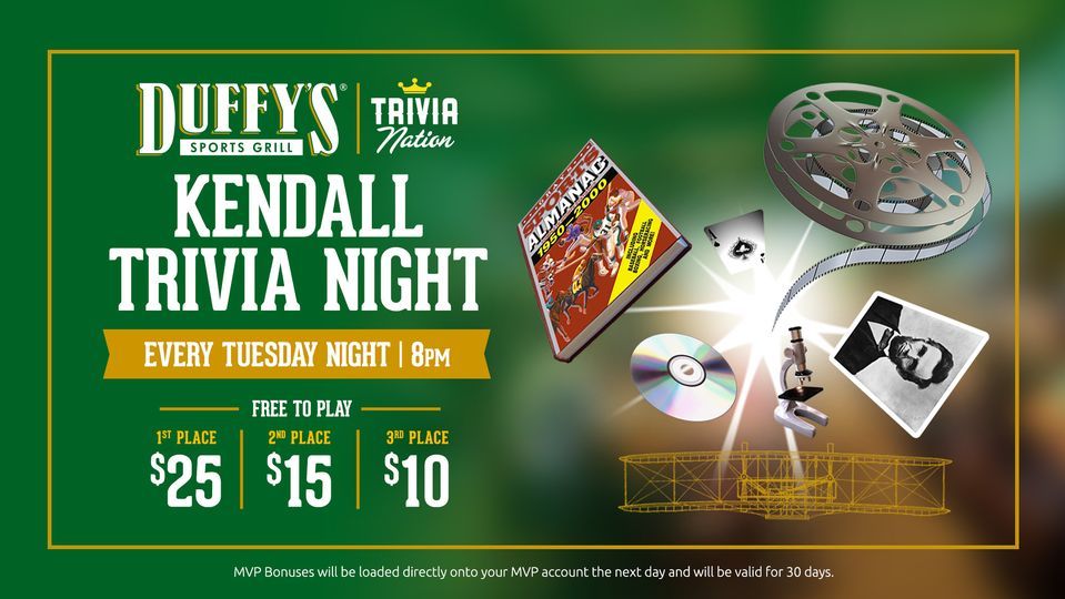 Trivia Tuesdays at Duffys Kendall, Duffy's Sports Grill (Kendall Village Center, Miami, FL