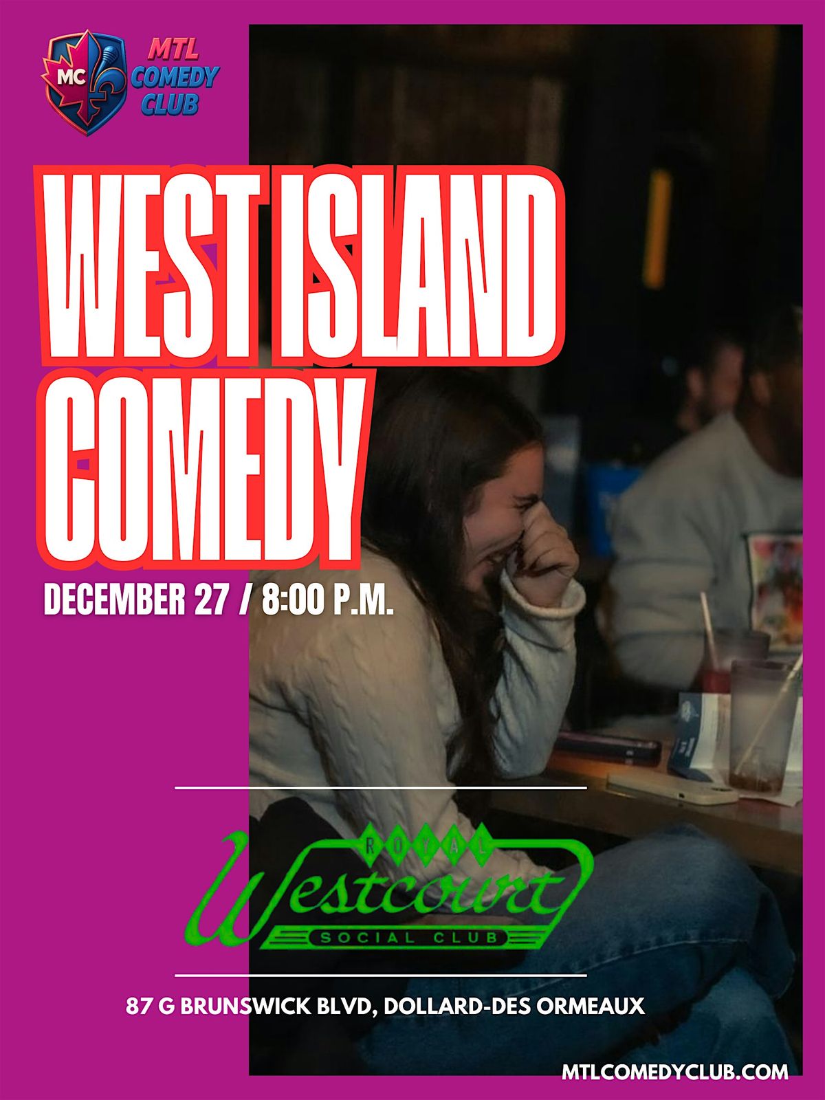 West Island Comedy Show | Saturday Dec 27, 2025, 27 December | Event in Dollard-des-Ormeaux | AllEvents