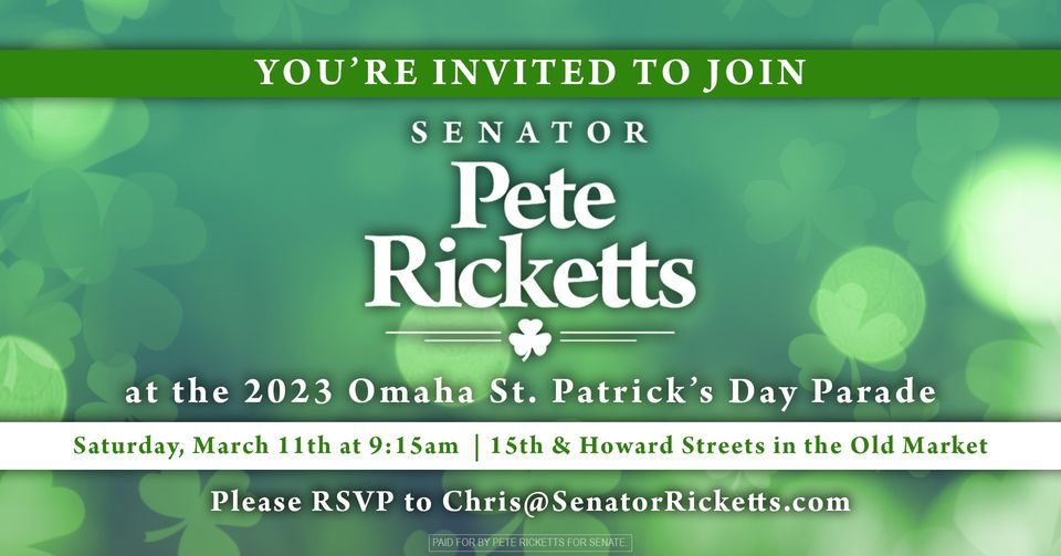 Omaha St. Patricks Day Parade with Senator Ricketts, Old Market Omaha