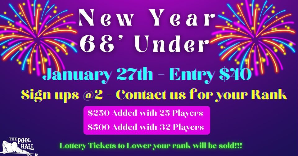 New Years 6& Under MONEYADDED, The Pool Hall, Huntington, January 27