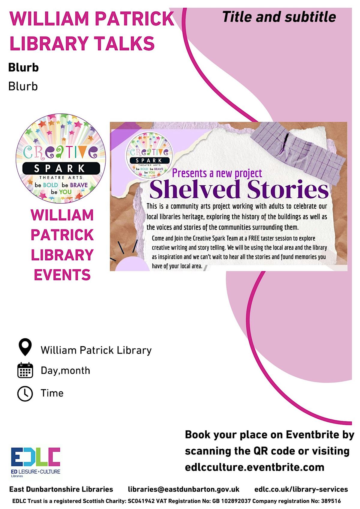 Shelved Stories with Creative Spark at William Patrick Library, 25 November | Event in Glasgow | AllEvents