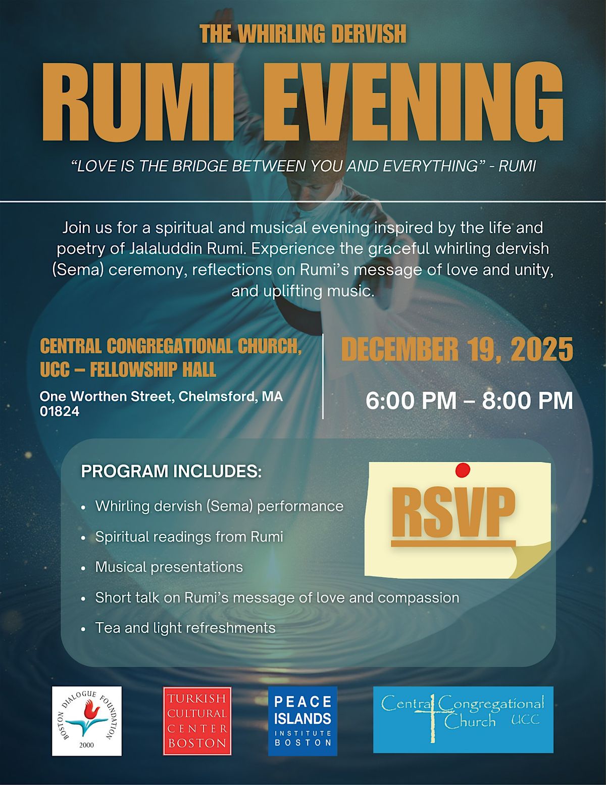 Rumi Evening – The Whirling Dervish, 19 December | Event in Chelmsford | AllEvents