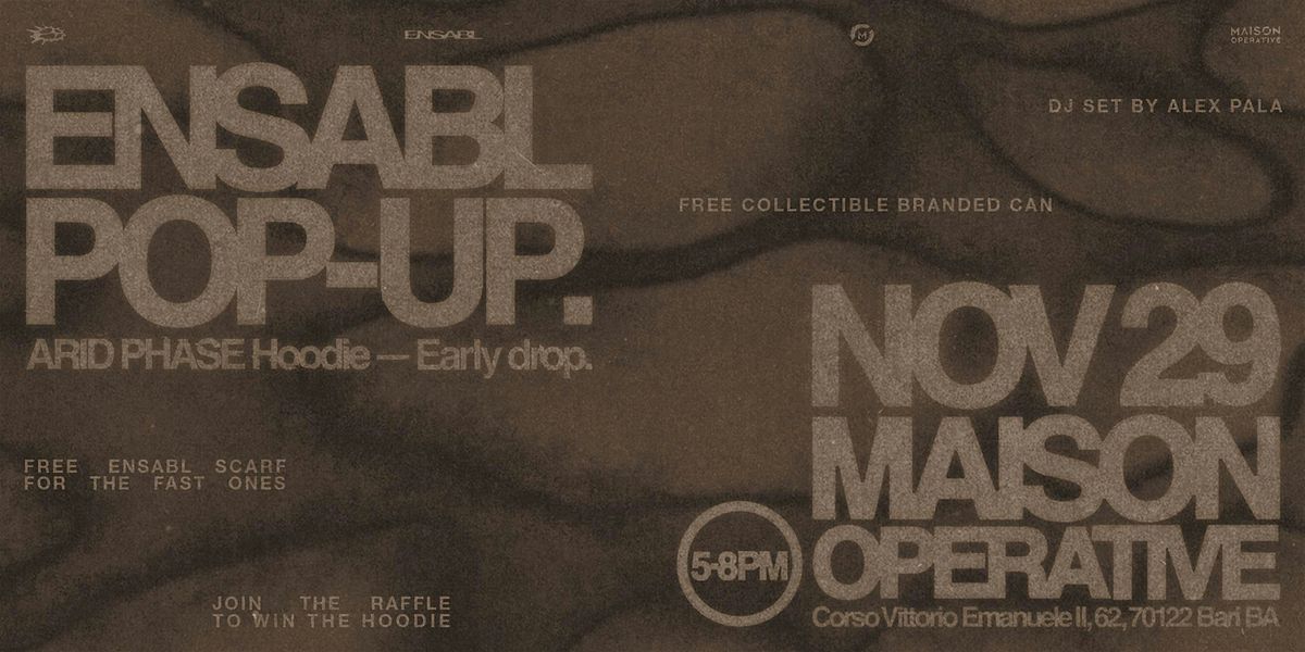 ENSABL POP-UP, 29 November | Event in Bari | AllEvents