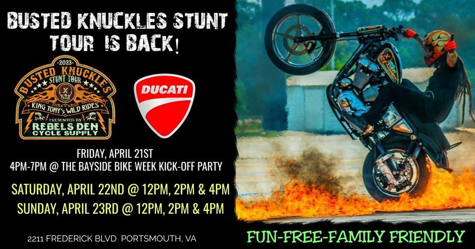 BUSTED KNUCKLES STUNT TOUR AT BAYSIDE BIKE WEEK, Bayside Ducati