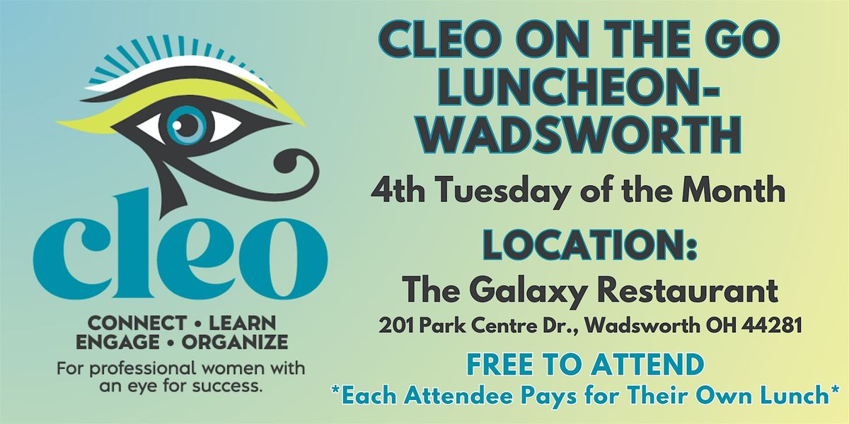 2026 CLEO on the Go Luncheons - Wadsworth, 27 January | Event in Wadsworth | AllEvents