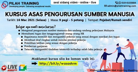 Kursus Asas Pengurusan Sumber Manusia (Online), March 16 2021
