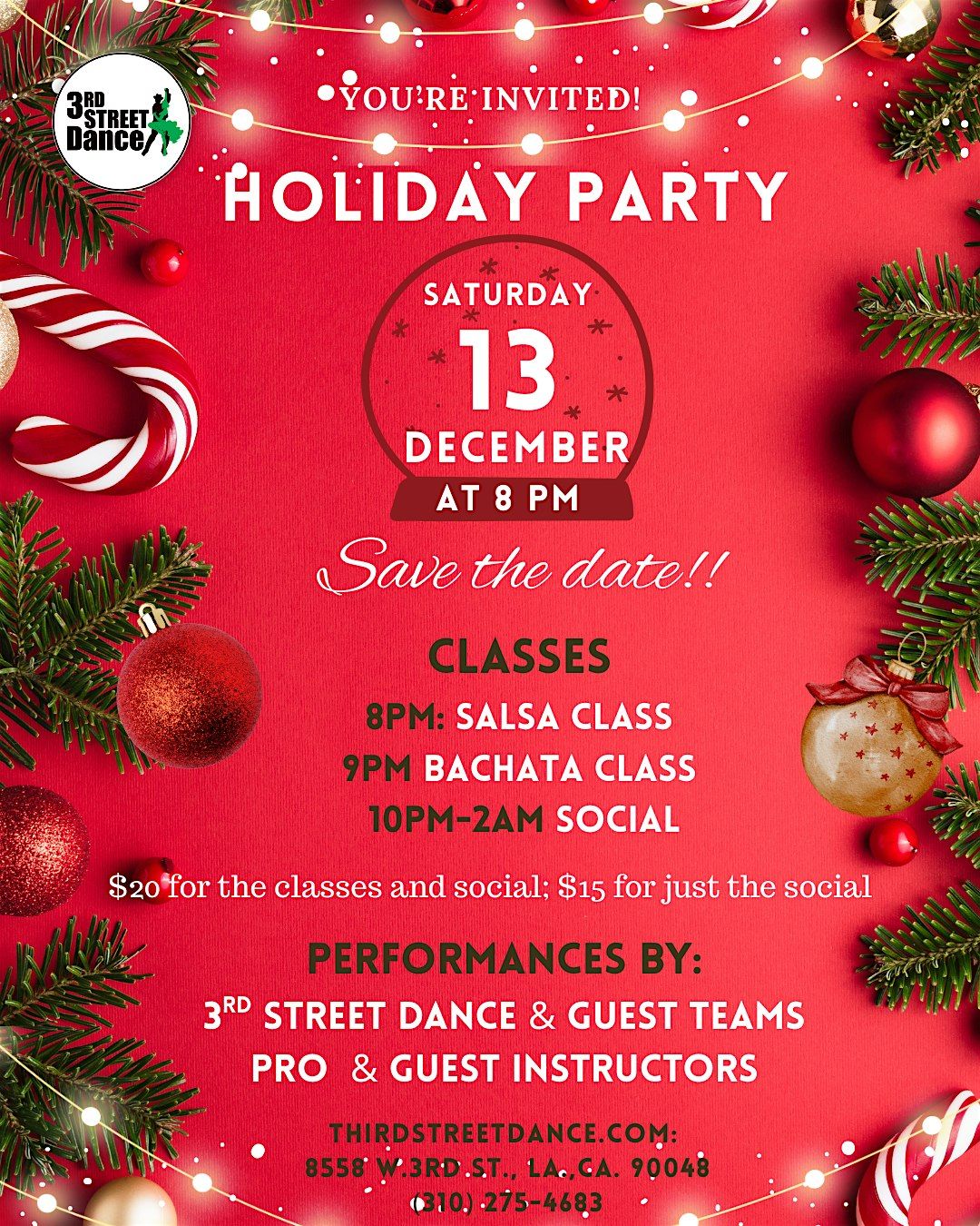 Salsa and Bachata Holiday Party at 3rd Street Dance, 13 December | Event in Los Angeles | AllEvents