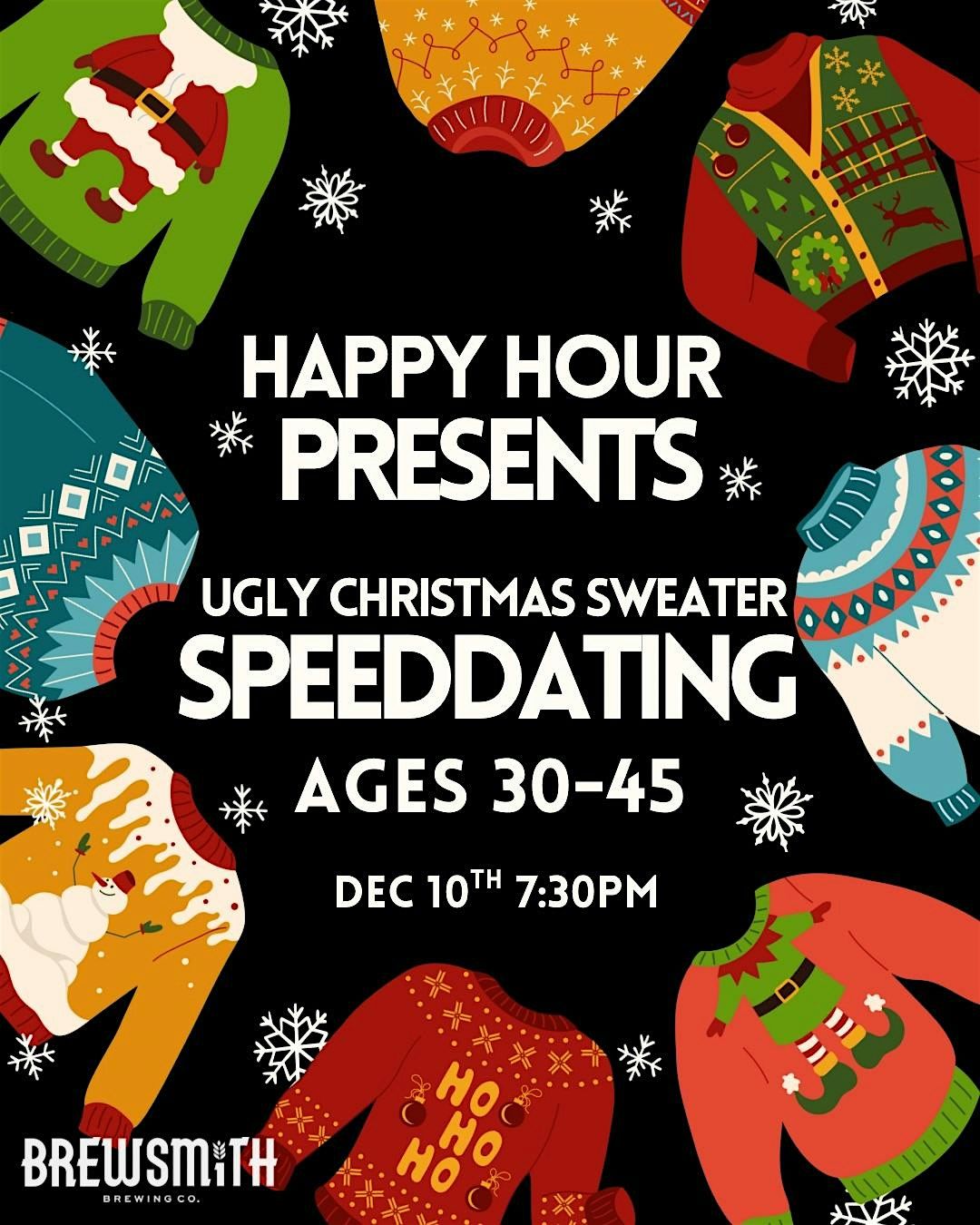 Ugly Sweater Christmas Party Speeddating 30-45@Brewsmith Brewing (Calgary), 10 December | Event in Calgary