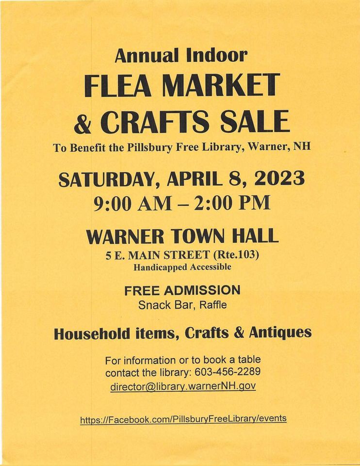 Annual Indoor Warner Flea Market and Crafts Sale, Warner Town Hall