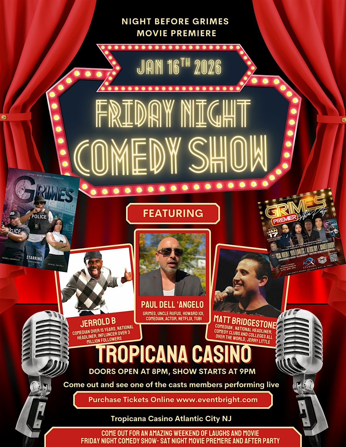 AC Comedy Tropicana 1/16.Grimes Actor Paul Dell’angelo with Jerrold Benford, 16 January | Event in Atlantic City
