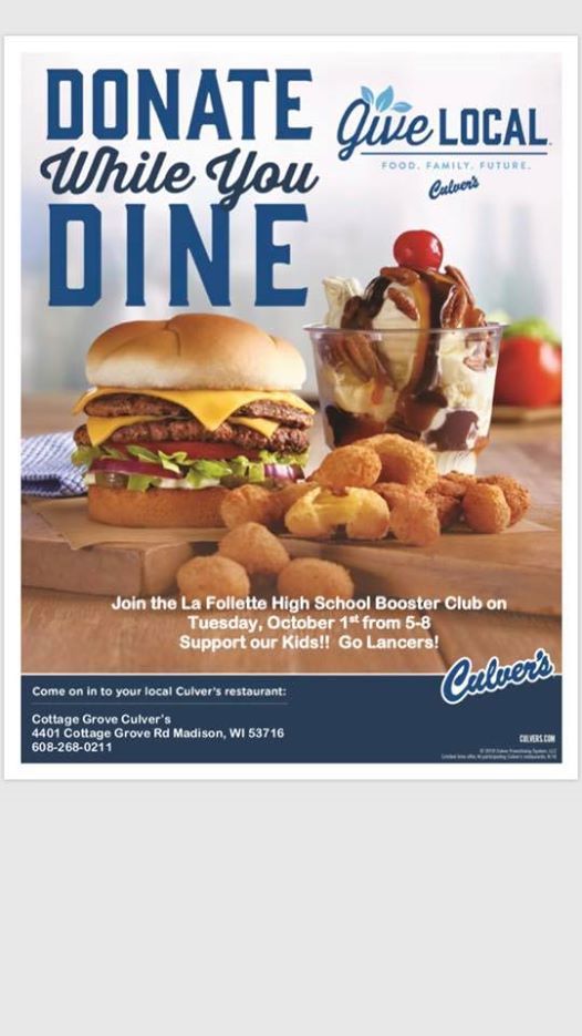 Lancer Booster Club Culver S Dine Donate Night At Culver S 4401