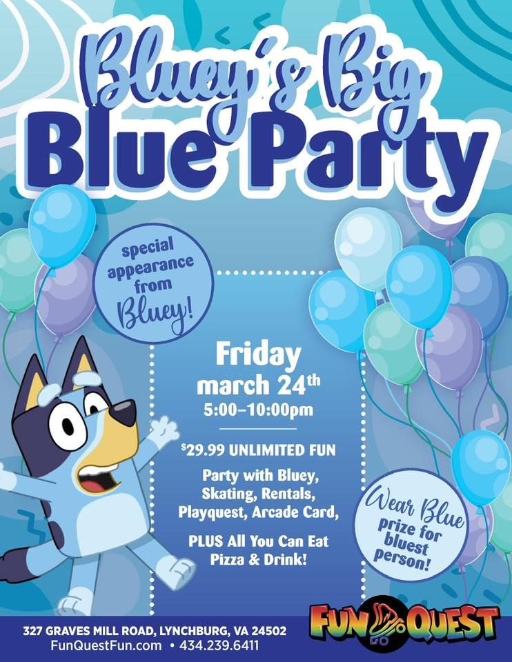 Blueys Big Blue Party, FunQuest Family Entertainment Center, Lynchburg