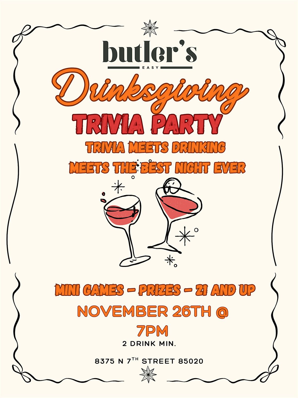 A Drinksgiving Trivia Party at Butler's Easy, 26 November | Event in Phoenix | AllEvents