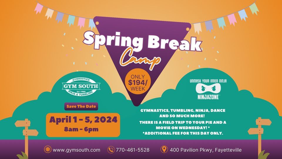 Spring Break Camp, Gym South Gymnastics, Tumbling & Ninja, Fayetteville