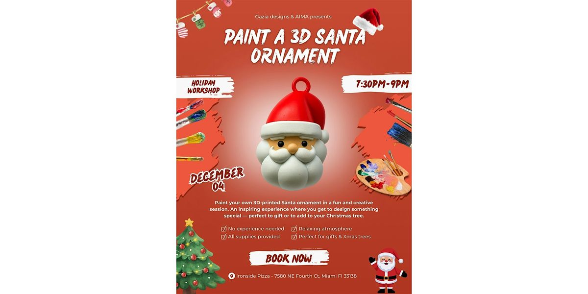 Paint a 3D Santa Ornament, 11 December | Event in Miami | AllEvents