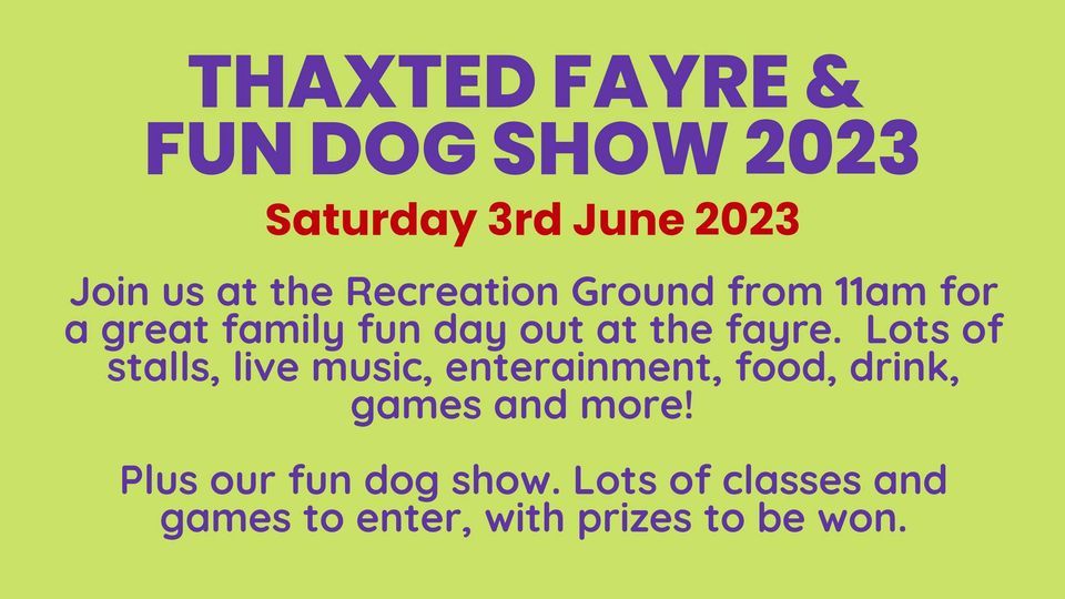 Thaxted Fayre & Fun Dog Show 2023, 3 June | Event in Haverhill | AllEvents.in