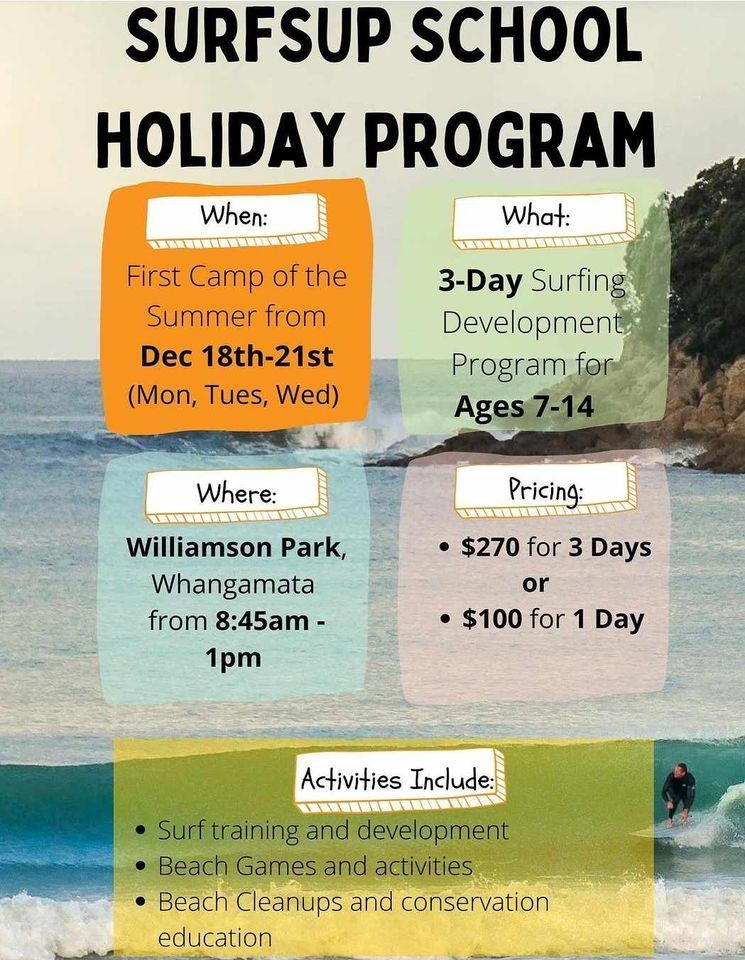 Surfer 30 Program Surf Holiday Program, Williamson Park, Te Puke, 18 December 2023 ...