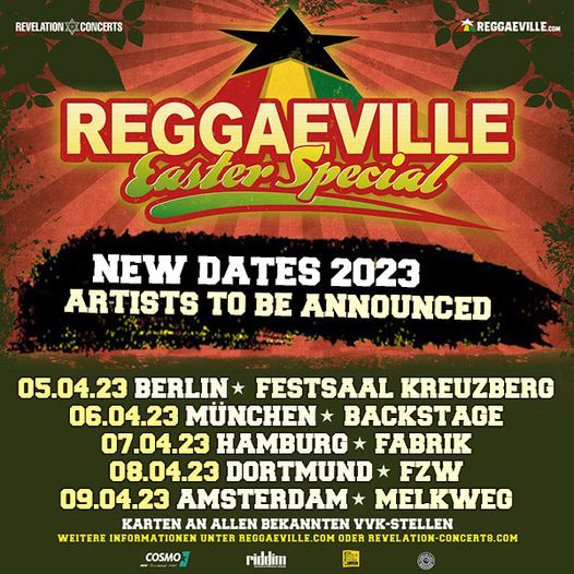 Reggaeville Easter Special 2022 Backstage Munchen Munich April 14 To April 15 Allevents In Weg 2022 Schedule