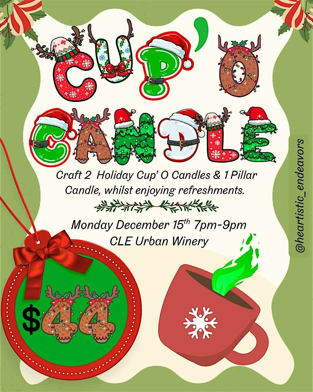 Cup’ O Candle Making Class! Holiday Edition!, 15 December | Event in Cleveland Heights | AllEvents