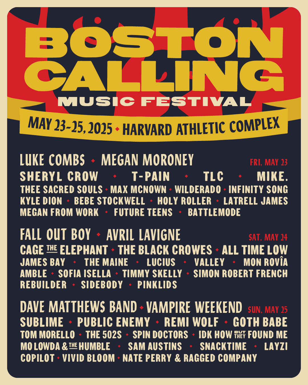 2025 Boston Calling Music Festival - Saturday at Harvard Athletic Complex, 24 May | Event in New Town | AllEvents