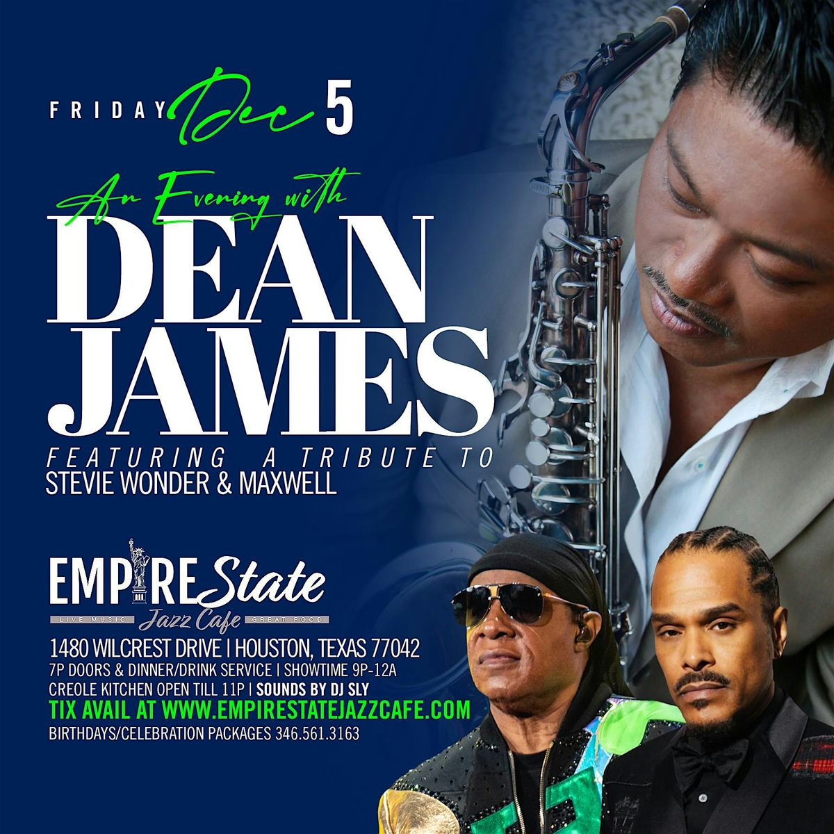 12/5 - Tribute to Stevie Wonder & Maxwell with Dean James, 5 December | Event in Houston | AllEvents
