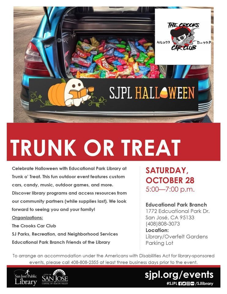 SJPL Halloween Trunk or Treat!!, 1772 Educational Park Dr, San Jose, CA