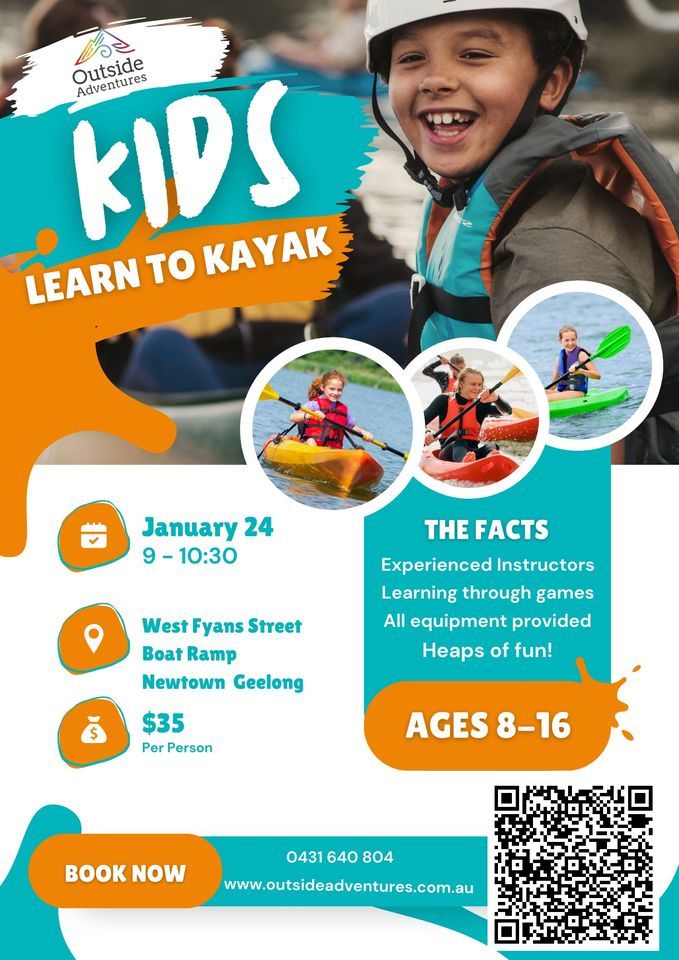 Kids Learn to Kayak Lesson, Barwon River, Geelong, January 24 2024