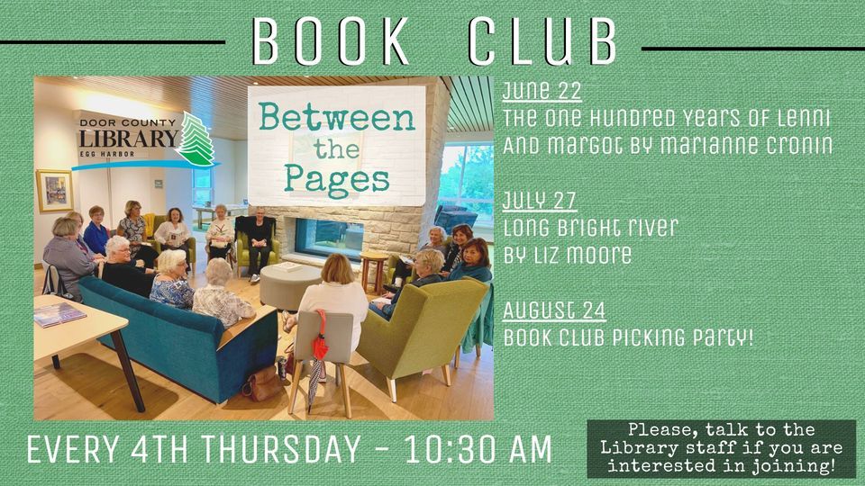Between the Pages Book Club, Egg Harbor Library, June 22 2023