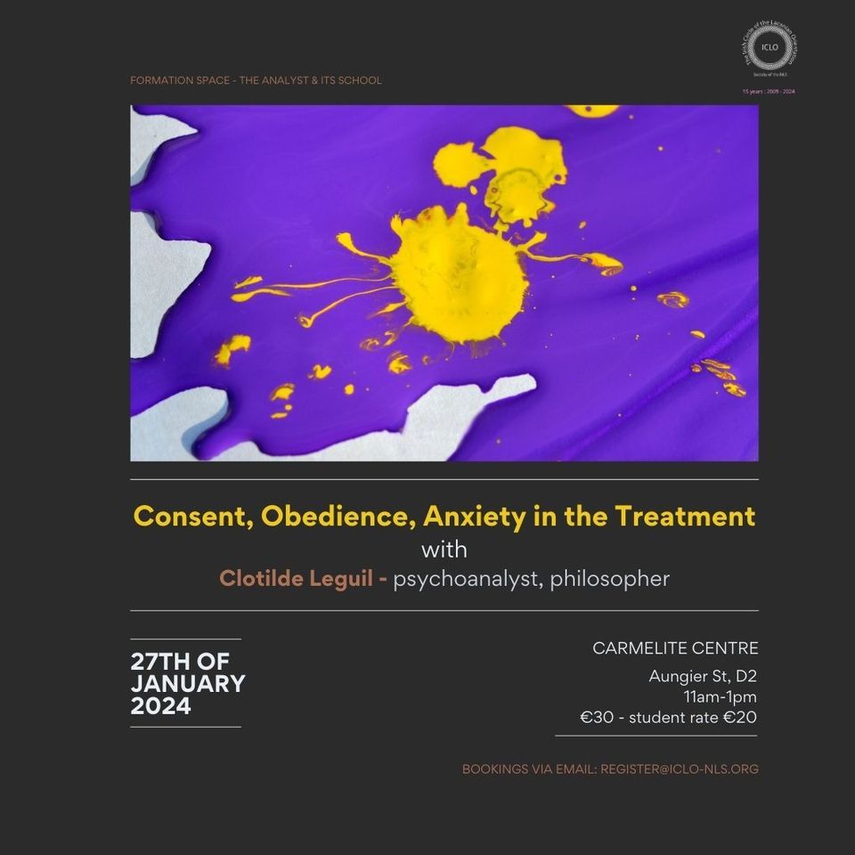 Consent, Obedience, Anxiety in the Treatment Clotilde Leguil, Carmelite Community Centre