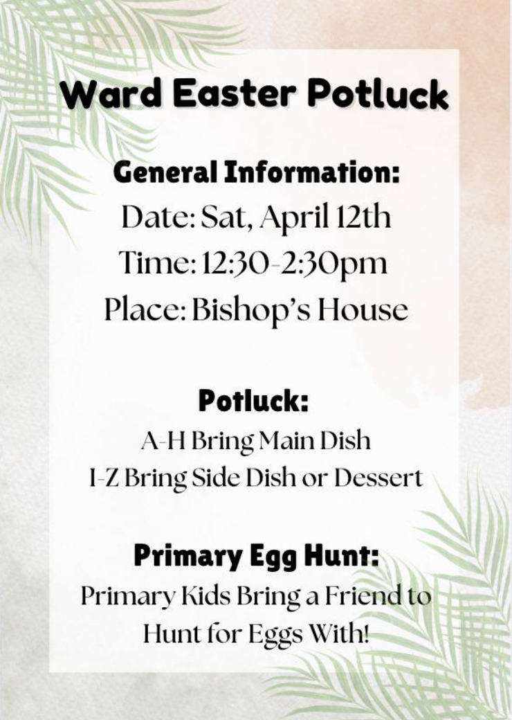 Ward Easter Potluck, The Home, Colbert, 12 April 2025 AllEvents