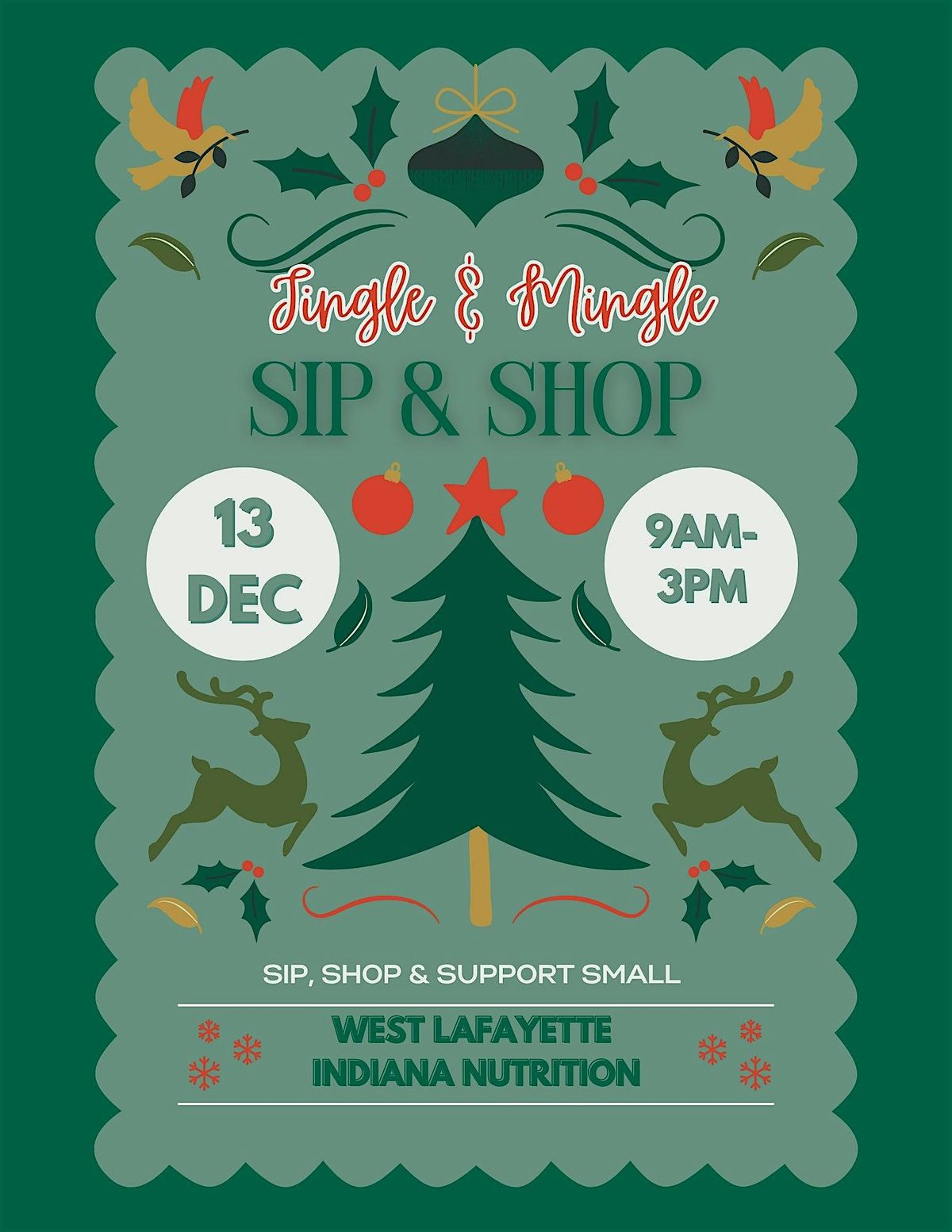 Jingle & Mingle sip & shop, 13 December | Event in West Lafayette | AllEvents