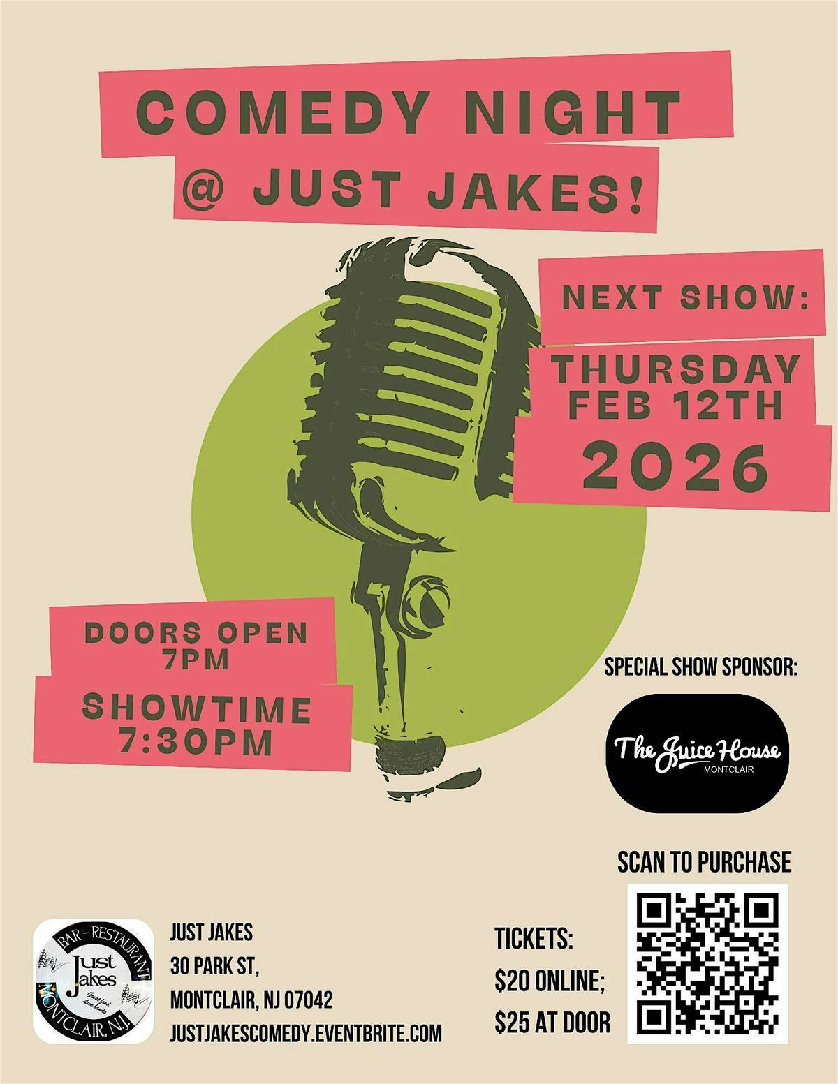 Comedy Night at Just Jakes, 12 February | Event in Montclair | AllEvents