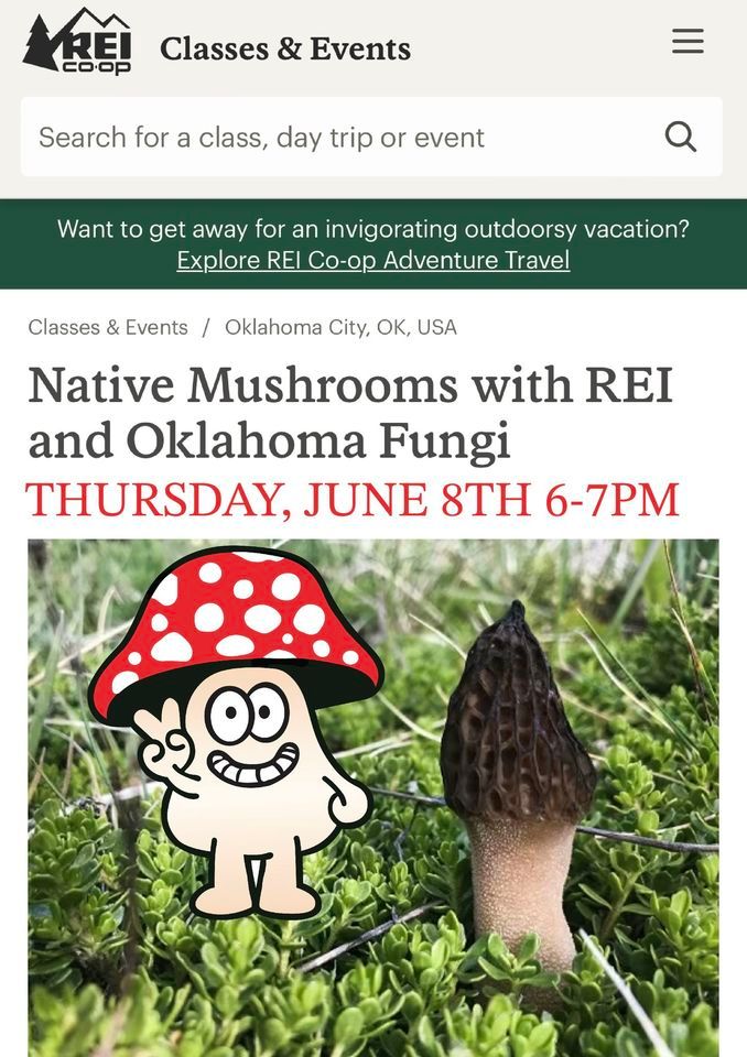FREE Native Mushrooms of Oklahoma Education Class, REI (1731 Belle Isle
