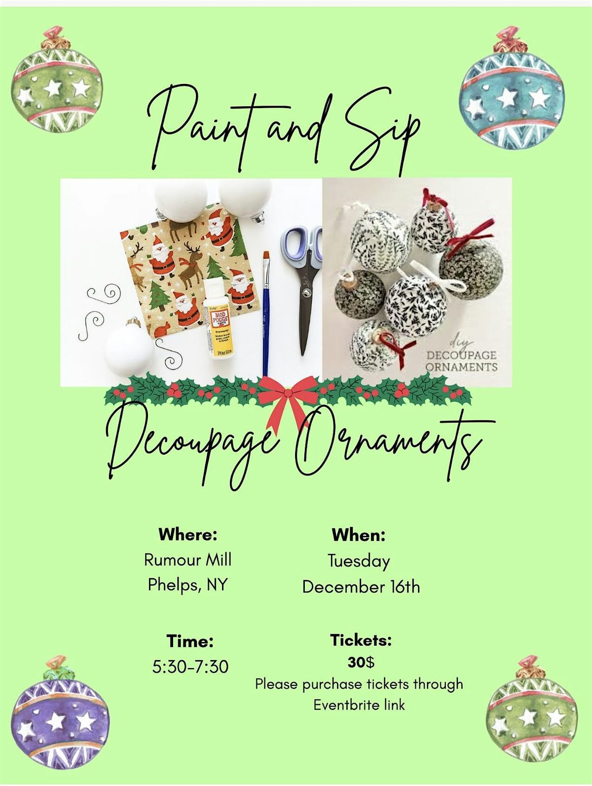Decoupage Ornaments, 16 December | Event in Phelps | AllEvents