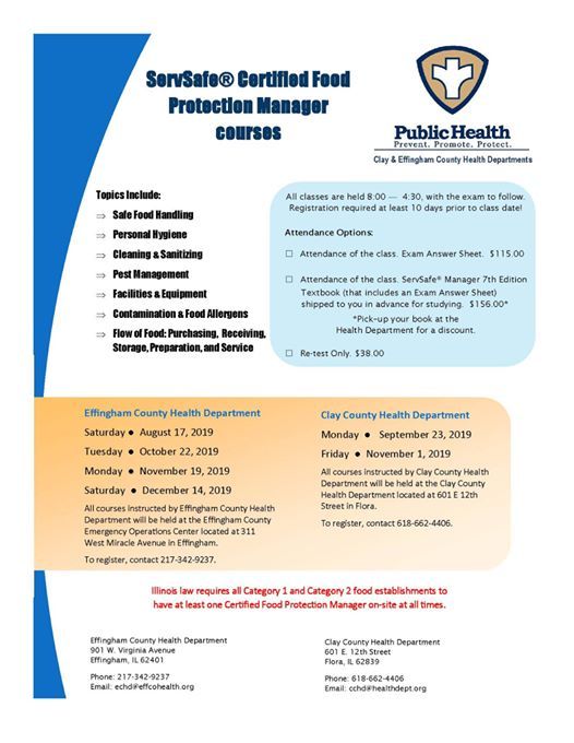 certified food protection manager course at effingham county food protection course exam questions