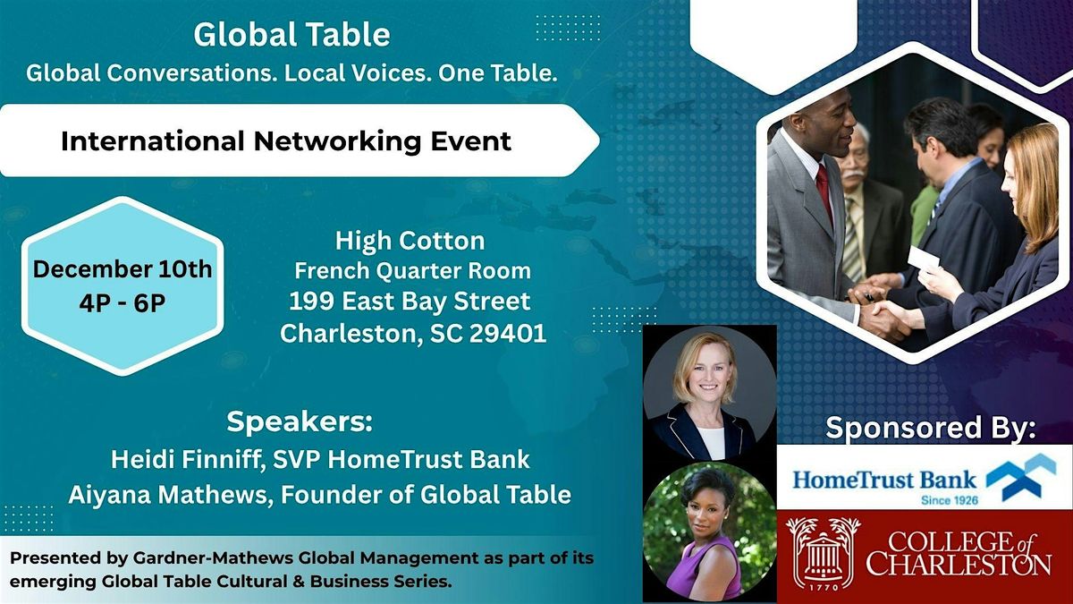 Global Table - International Networking Event, 10 December | Event in Charleston | AllEvents