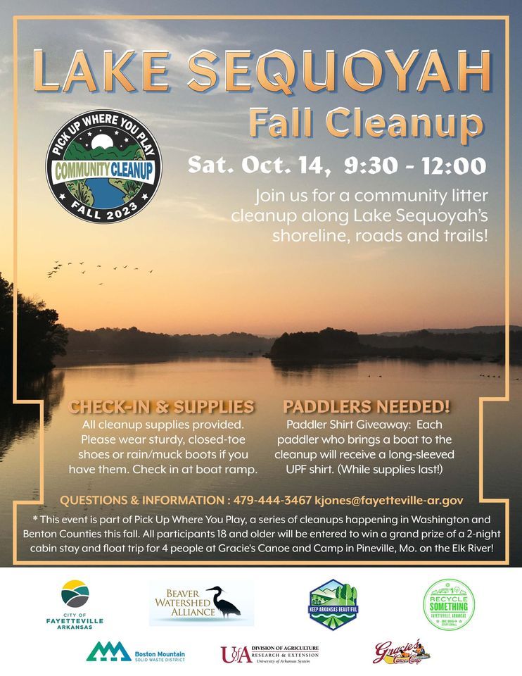 Lake Sequoyah Fall Cleanup, Lake Sequoyah, Fayetteville, October 14