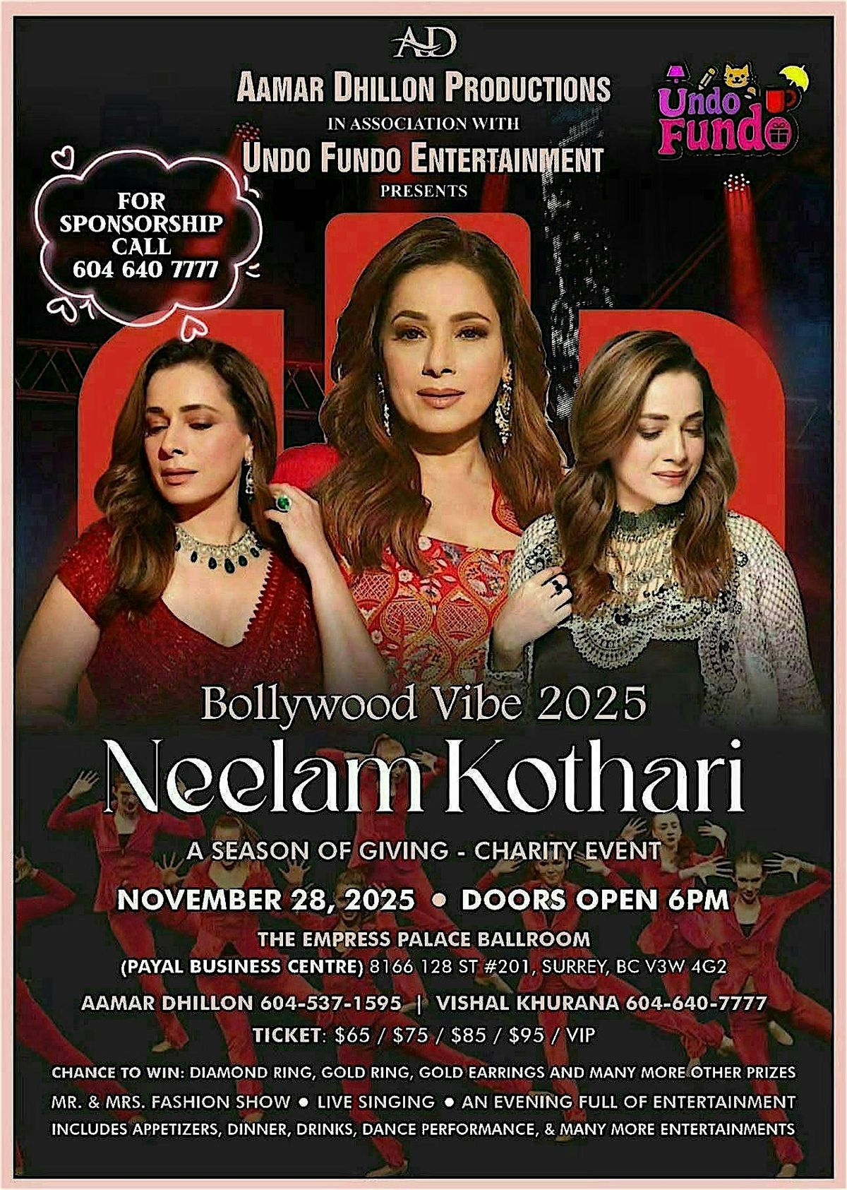 Bollywood Vibes 2025 with Neelam Kothari, 28 November | Event in Surrey | AllEvents