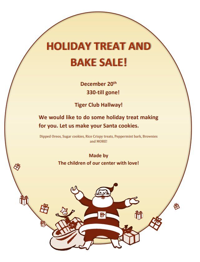 Christmas Bake Sale, Tiger Club, Mechanicsville, December 20 2023