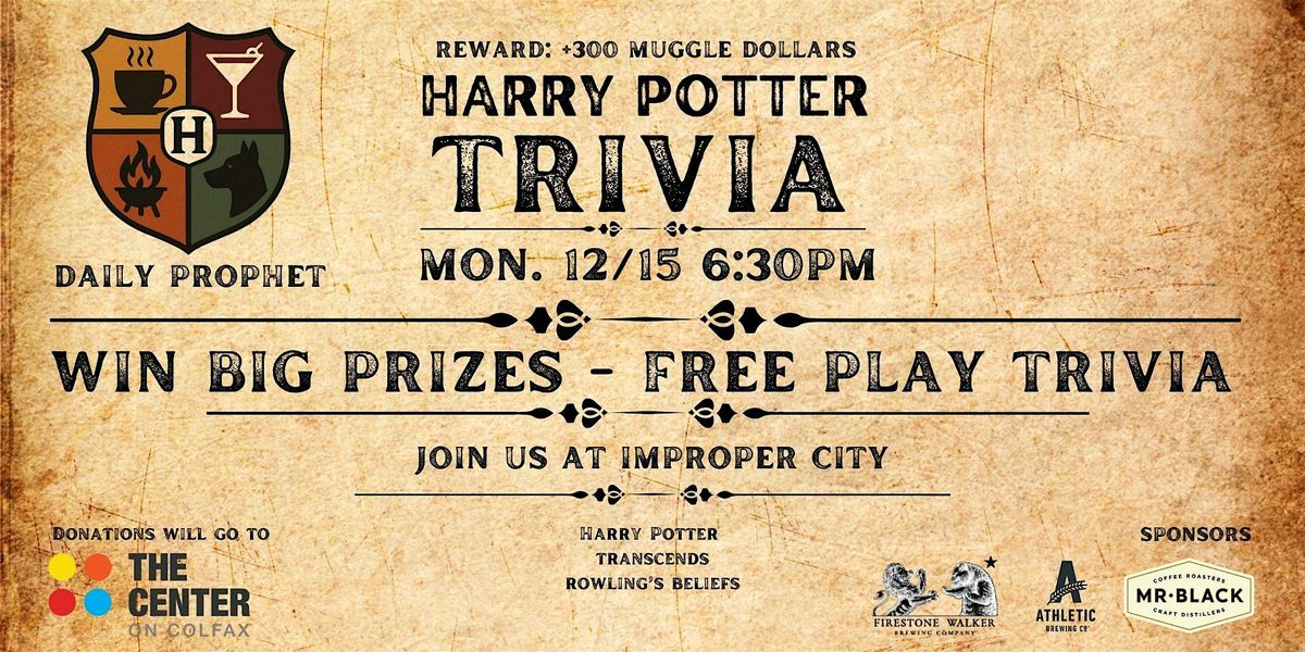 Harry Potter Trivia Benefiting The Center on Colfax, 15 December | Event in Denver | AllEvents