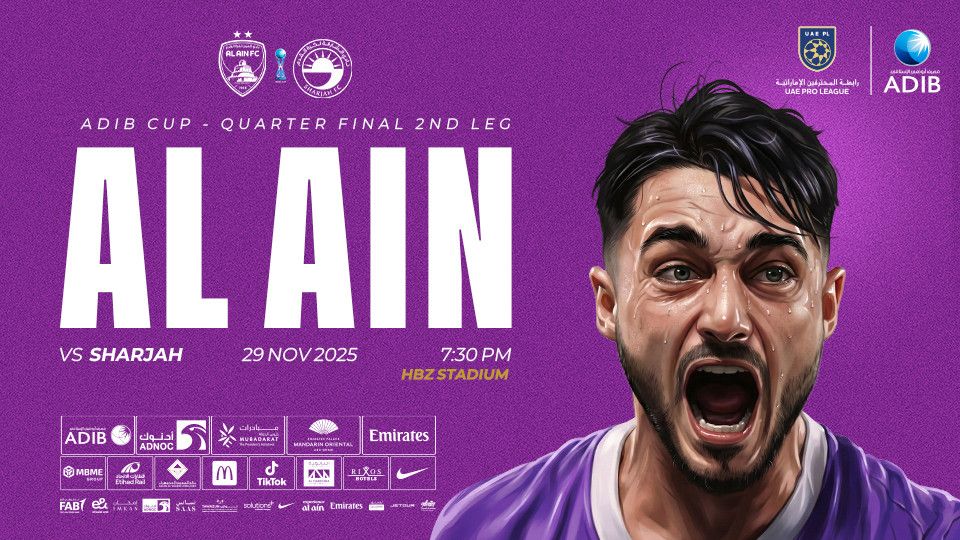 Al Ain FC vs Sharjah FC - ADIB CUP Quarter Finals, 29 November | Event in Al Ain | AllEvents